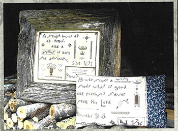 Proverbs 17:17 & 18:22 - Christian Cross Stitch Pattern, zoomed in. Select this picture to zoom back out.
