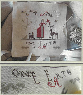 One Soul One Earth - Cross Stitch Pattern, zoomed in. Select this picture to zoom back out.
