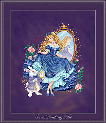 Alice, Midnight Reverie - Cross Stitch Pattern, zoomed in. Select this picture to zoom back out.