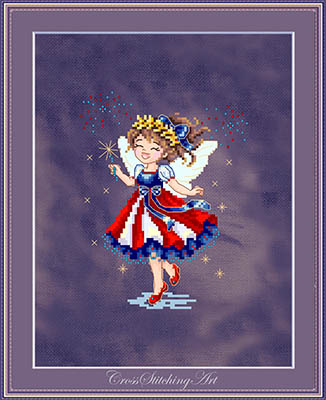 Libby - Patriotic Cross Stitch Pattern, zoomed in. Select this picture to zoom back out.