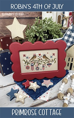 Robin's 4th Of July - Patriotic Cross Stitch Pattern, zoomed in. Select this picture to zoom back out.