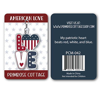 American Love Patriotic Charm , zoomed in. Select this picture to zoom back out.