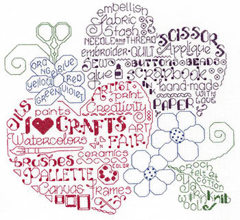 Let's Get Crafty - Cross Stitch Pattern, zoomed in. Select this picture to zoom back out.