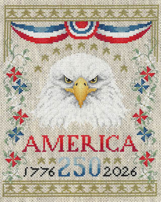 America Semi Quincentennial - Patriotic Cross Stitch Pattern, zoomed in. Select this picture to zoom back out.