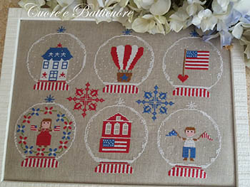 4th Of July Snowballs  - Patriotic Cross Stitch Pattern, zoomed in. Select this picture to zoom back out.