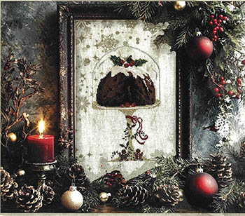 Ode To The Christmas Pudding - Cross Stitch Pattern, zoomed in. Select this picture to zoom back out.