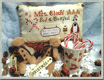 Mrs. Claus Bed & Breakfast - Christmas Cross Stitch Pattern, zoomed in. Select this picture to zoom back out.