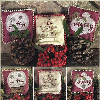 Red Ornaments - Christmas Cross Stitch Pattern, zoomed in. Select this picture to zoom back out.