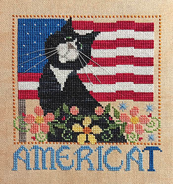 Americat - Patriotic Cross Stitch Pattern, zoomed in. Select this picture to zoom back out.