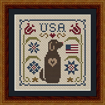 Patriotic USA Dog - Cross Stitch Pattern, zoomed in. Select this picture to zoom back out.