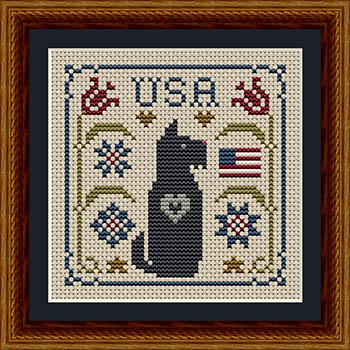 Scottie Patriotic USA Dog - Cross Stitch Pattern, zoomed in. Select this picture to zoom back out.