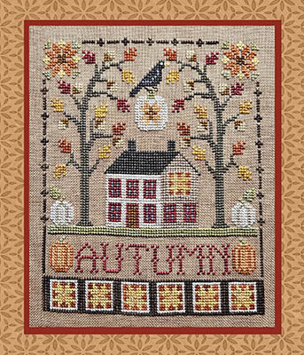 Autumn Saltbox - Cross Stitch Pattern, zoomed in. Select this picture to zoom back out.