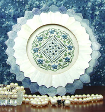 Sparkling Forget-Me-Not Circle - Cross Stitch Pattern, zoomed in. Select this picture to zoom back out.