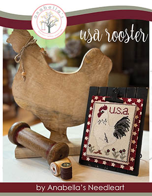 USA Rooster - Patriotic Cross Stitch Pattern, zoomed in. Select this picture to zoom back out.