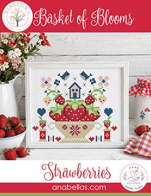 Basket Of Blooms Strawberries - Cross Stitch Pattern, zoomed in. Select this picture to zoom back out.