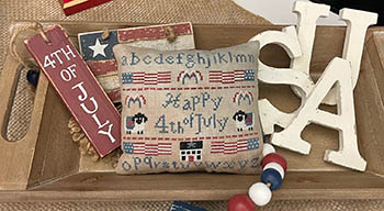 Happy 4th Of July Sampler - Patriotic Cross Stitch Pattern, zoomed in. Select this picture to zoom back out.