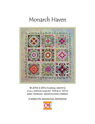Monarch Haven - Cross Stitch Pattern, zoomed in. Select this picture to zoom back out.