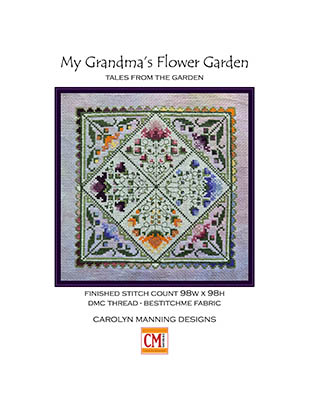 My Grandma's Flower Garden - Cross Stitch Pattern, zoomed in. Select this picture to zoom back out.