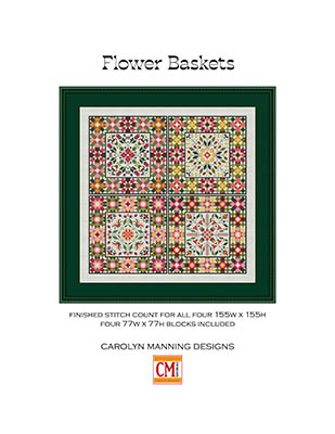 Flower Baskets - Cross Stitch Pattern, zoomed in. Select this picture to zoom back out.