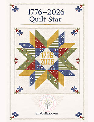 1776-2026 Quilt Star - Cross Stitch Pattern, zoomed in. Select this picture to zoom back out.
