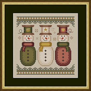 Sew Merry Snowmen - Christmas Cross Stitch Pattern, zoomed in. Select this picture to zoom back out.