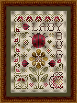 Gathered From The Garden Ladybug - Cross Stitch Pattern, zoomed in. Select this picture to zoom back out.