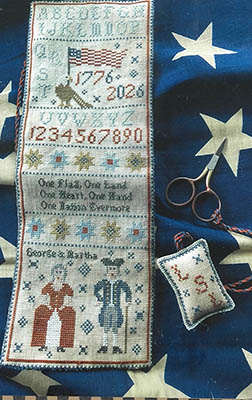 George & Martha Huswife - Patriotic Cross Stitch Pattern, zoomed in. Select this picture to zoom back out.