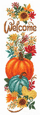 Fall Welcome Banner - Cross Stitch Pattern, zoomed in. Select this picture to zoom back out.