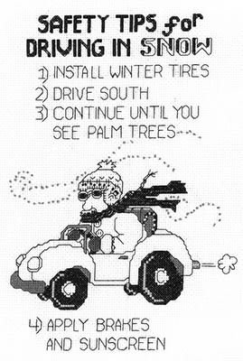 Winter Driving Tips - Cross Stitch Pattern, zoomed in. Select this picture to zoom back out.