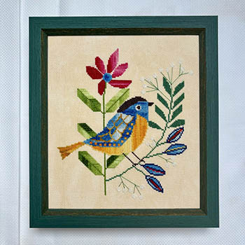 Bird In The Field - Cross Stitch Pattern, zoomed in. Select this picture to zoom back out.