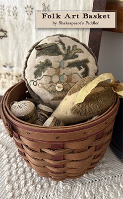 Folk Art Basket - Cross Stitch Pattern, zoomed in. Select this picture to zoom back out.