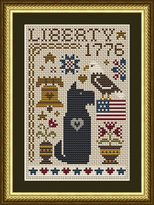 Scottie Liberty Dog - Patriotic Cross Stitch Pattern, zoomed in. Select this picture to zoom back out.