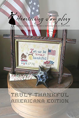 Truly Thankful - Patriotic Cross Stitch Pattern, zoomed in. Select this picture to zoom back out.
