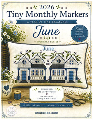 Tiny Monthly Markers: June - Cross Stitch Pattern, zoomed in. Select this picture to zoom back out.