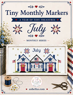 Tiny Monthly Markers: July - Cross Stitch Pattern, zoomed in. Select this picture to zoom back out.
