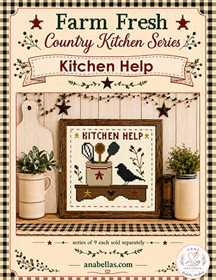 Farm Fresh Country: Kitchen Help - Cross Stitch Pattern, zoomed in. Select this picture to zoom back out.