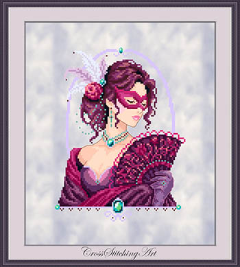 Fiora, The Venetian Rose - Cross Stitch Pattern, zoomed in. Select this picture to zoom back out.