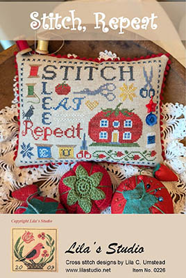 Stitch, Repeat - Cross Stitch Pattern, zoomed in. Select this picture to zoom back out.
