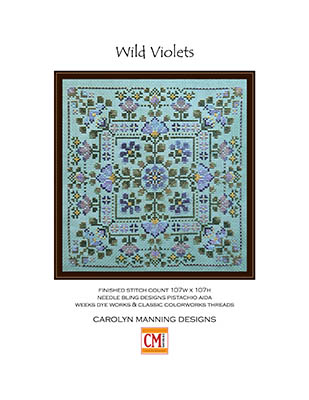 Wild Violets - Cross Stitch Pattern, zoomed in. Select this picture to zoom back out.