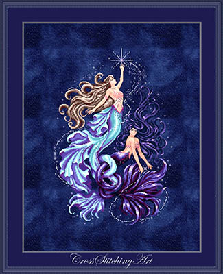 Celestial Tides - Cross Stitch Pattern, zoomed in. Select this picture to zoom back out.