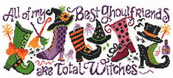 Ghoul Friends - Halloween Cross Stitch Pattern, zoomed in. Select this picture to zoom back out.