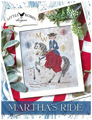 Martha's Ride - Patriotic Cross Stitch Pattern, zoomed in. Select this picture to zoom back out.