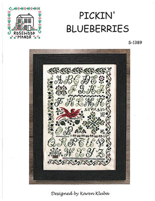 Pickin' Blueberries - Cross Stitch Pattern, zoomed in. Select this picture to zoom back out.