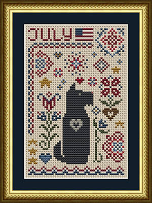 Scottie July Dog - Patriotic Cross Stitch Pattern, zoomed in. Select this picture to zoom back out.