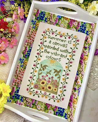 Summer In Bloom - Cross Stitch Pattern, zoomed in. Select this picture to zoom back out.