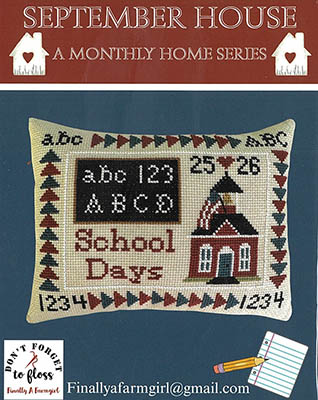 Monthly Home Series: September House - Cross Stitch Pattern, zoomed in. Select this picture to zoom back out.