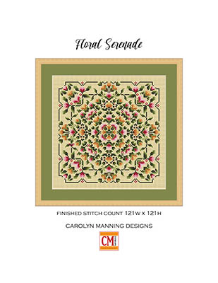 Floral Serenade - Cross Stitch Pattern, zoomed in. Select this picture to zoom back out.