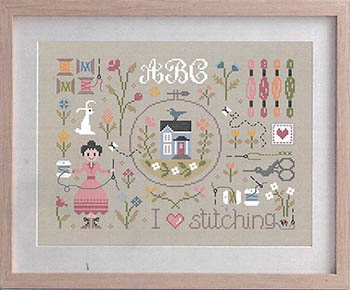 I Love Stitching - Cross Stitch Pattern, zoomed in. Select this picture to zoom back out.