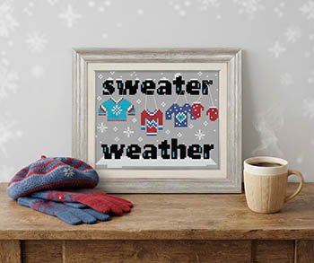 Sweater Weather - Christmas Cross Stitch Pattern, zoomed in. Select this picture to zoom back out.