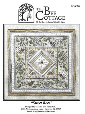 Sweet Bees - Cross Stitch Pattern, zoomed in. Select this picture to zoom back out.